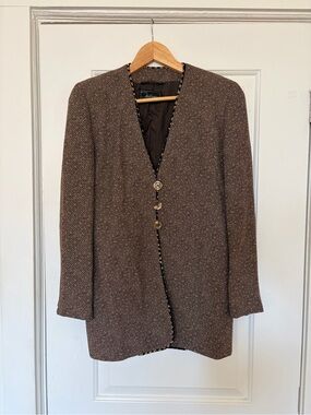 Vintage-Inspired Brown Blazer Jacket